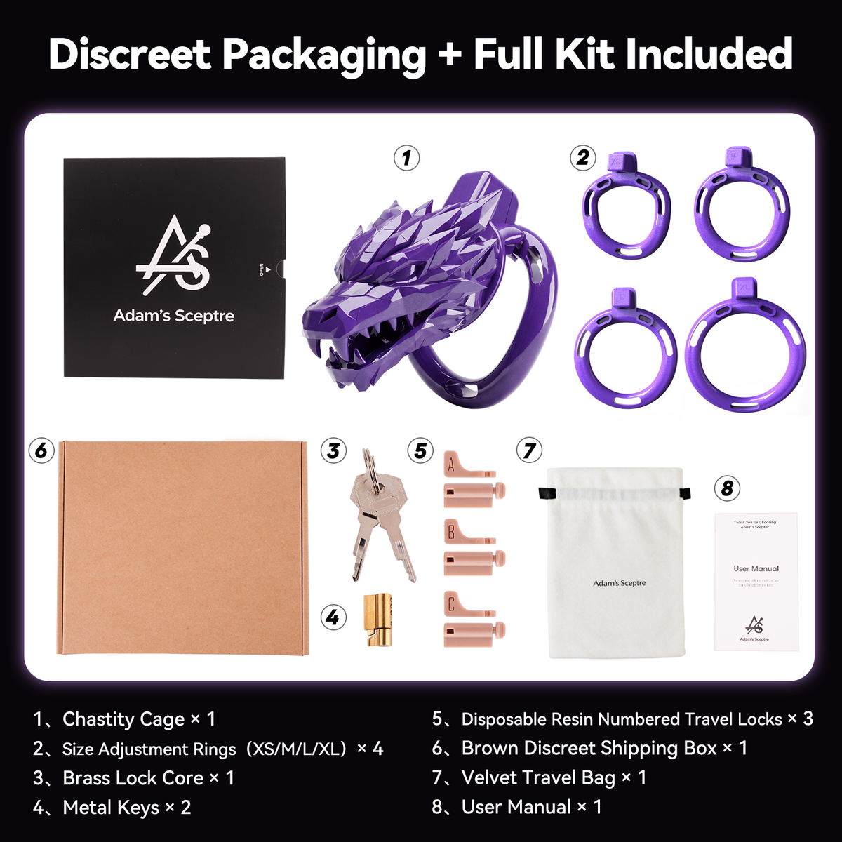 Starborn Dragon Chastity Cage Starlight Purple (Midi)