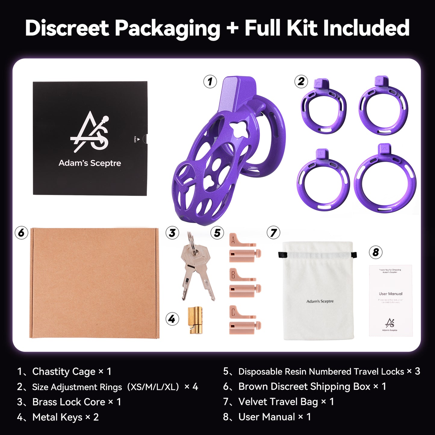 Xeno Chastity Cage Starlight Purple 3.86″ L