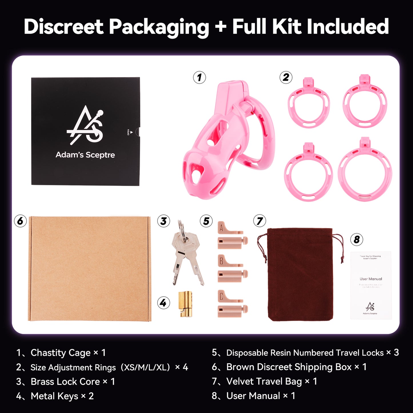 Dispositif de chasteté masculin COVENANT rose bonbon M