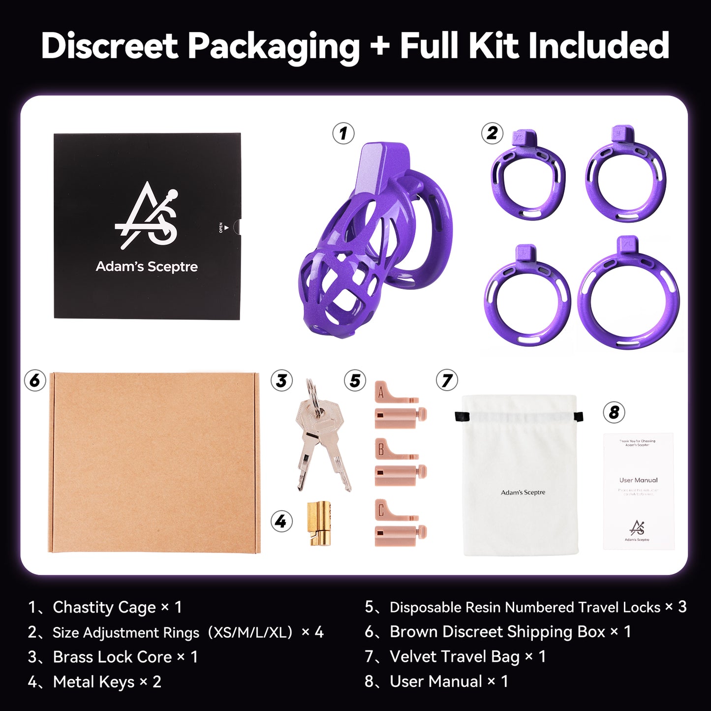 Sigil Chastity Cage Starlight Purple 3.43″ M