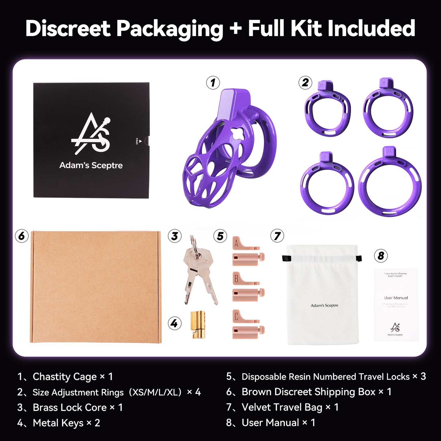 Xeno Chastity Cage Starlight Purple 3.43″ M