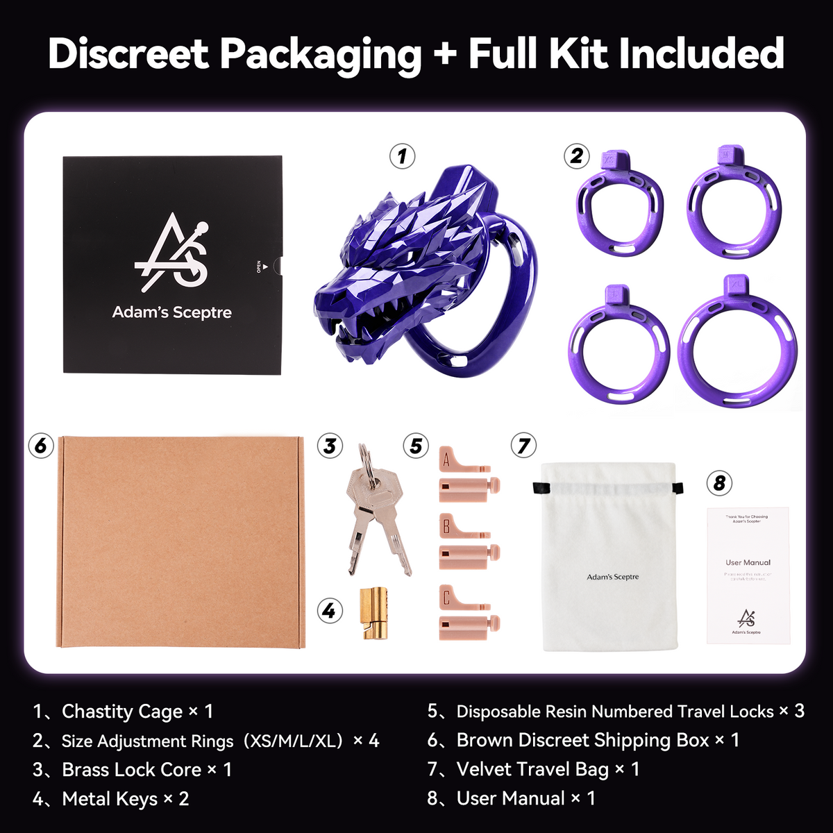 Starborn Dragon Chastity Cage Purple (Standard)
