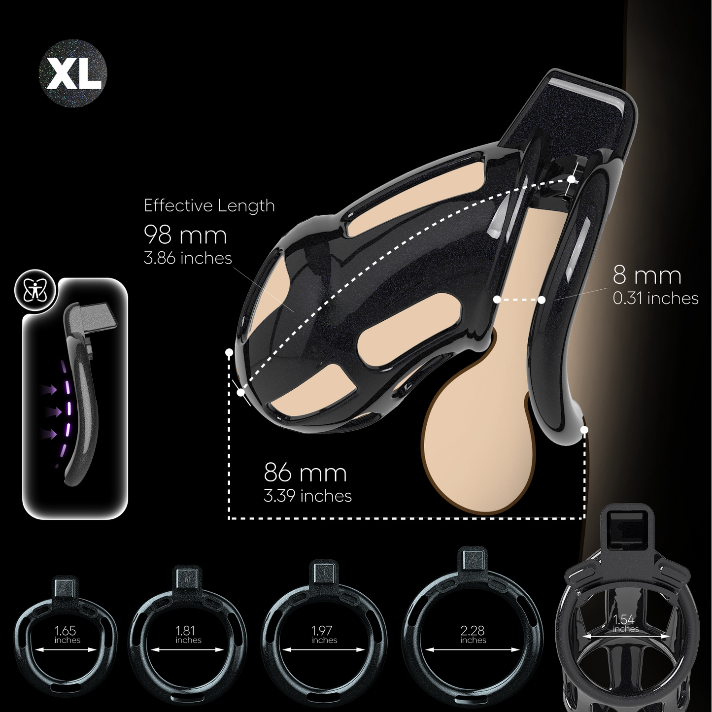 Covenant Chastity Cage Starlight Black (XL)