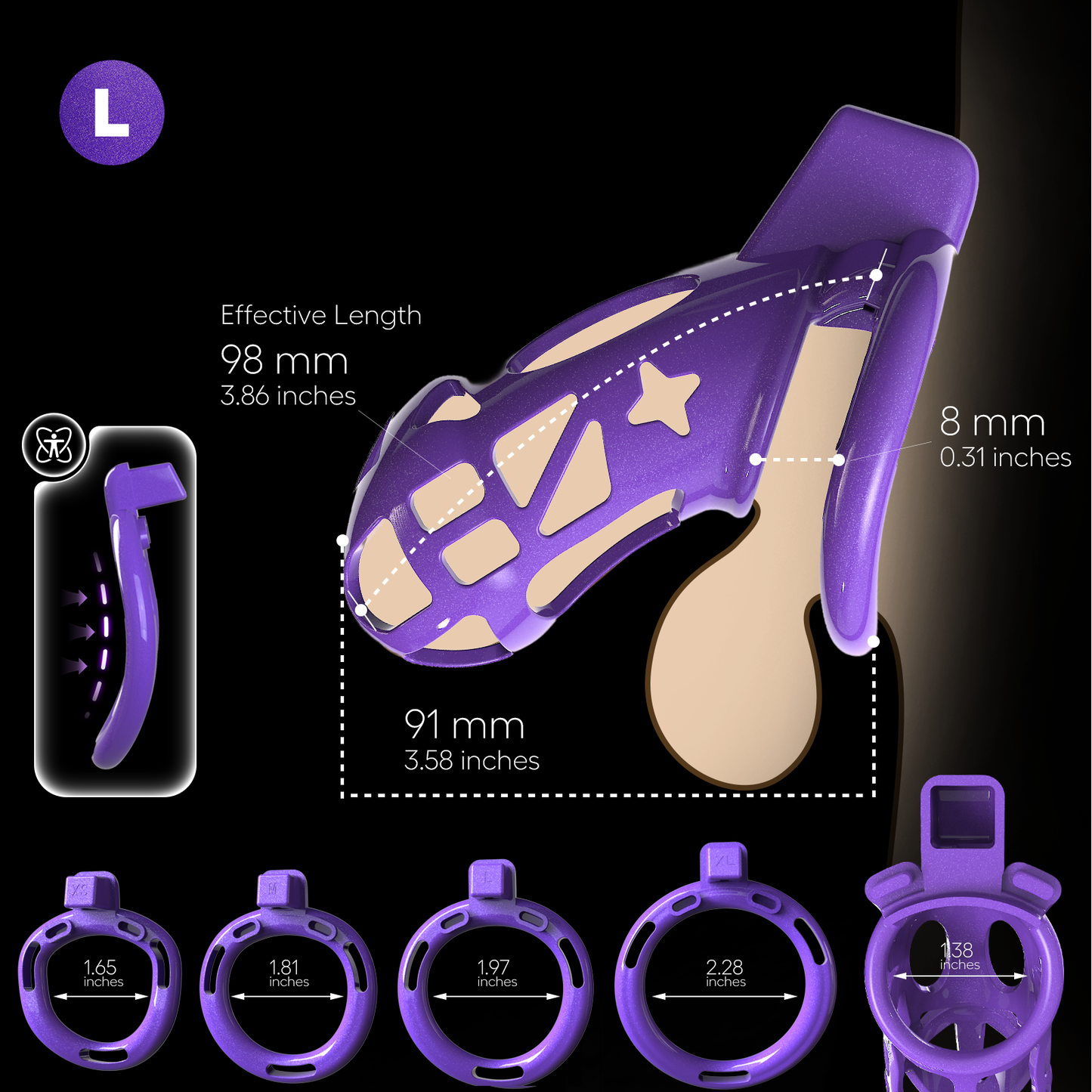 Sigil Chastity Cage Starlight Purple 3.86″ L