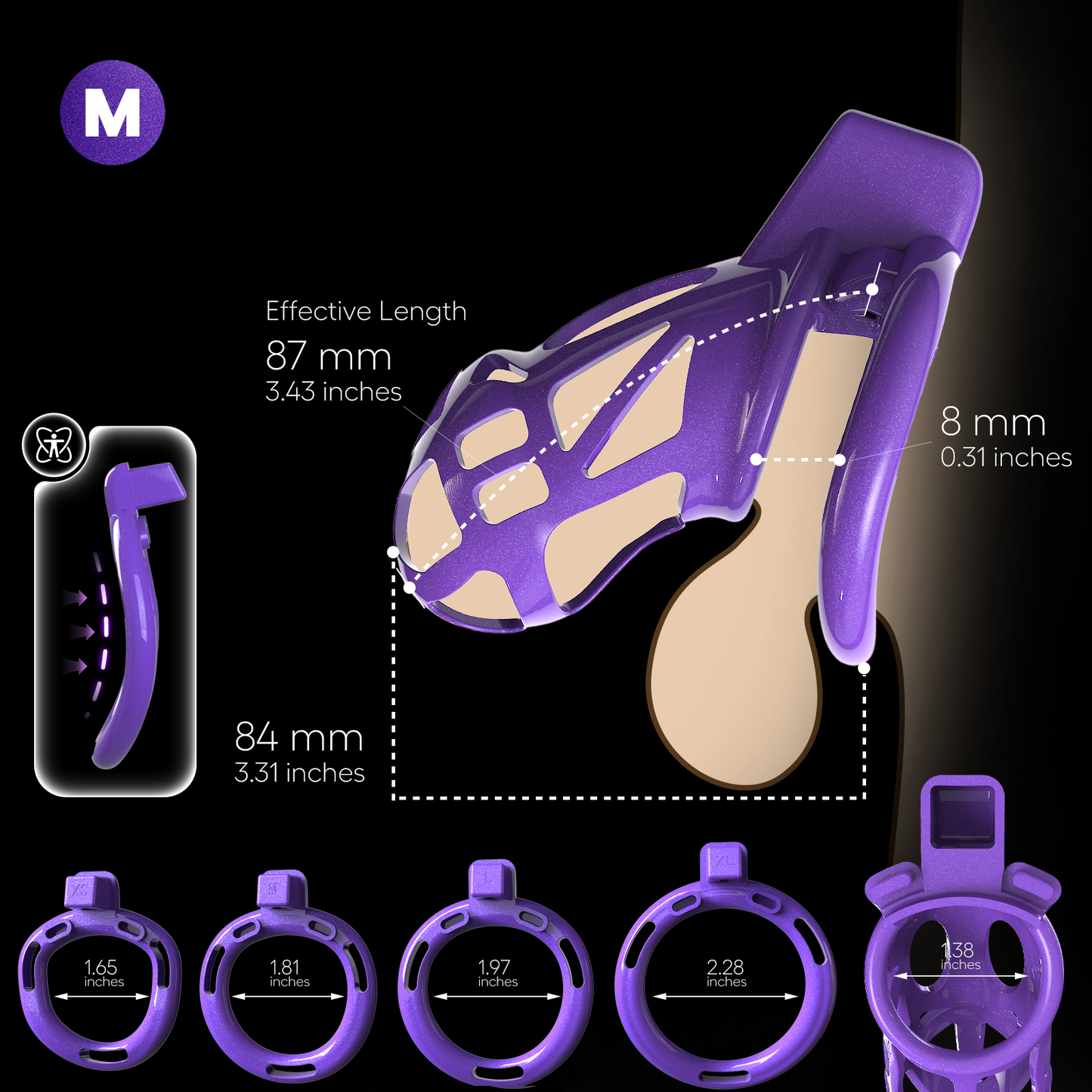 Sigil Chastity Cage Starlight Purple 3.43″ M