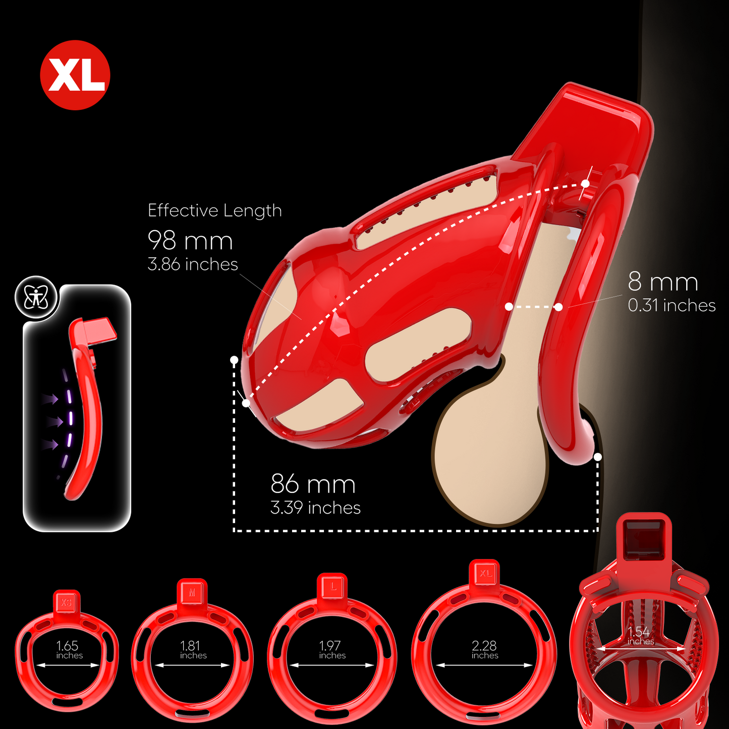 Thorn Chastity Cage Red (XL)