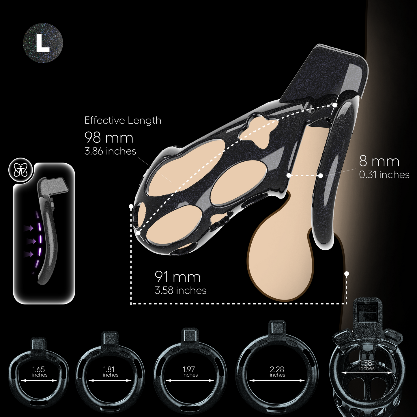 Xeno Chastity Cage Starlight Black (L)