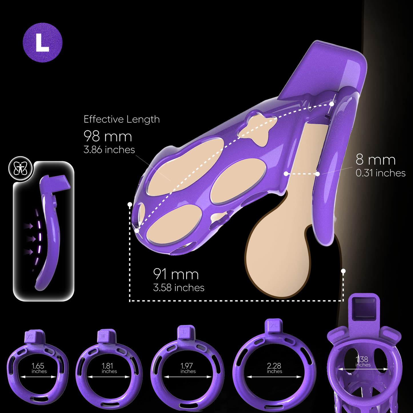 Xeno Chastity Cage Starlight Purple 3.86″ L