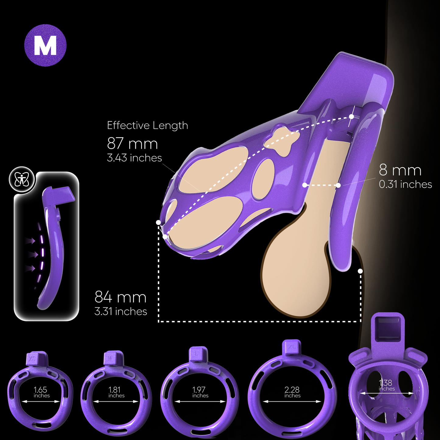 Xeno Chastity Cage Starlight Purple 3.43″ M