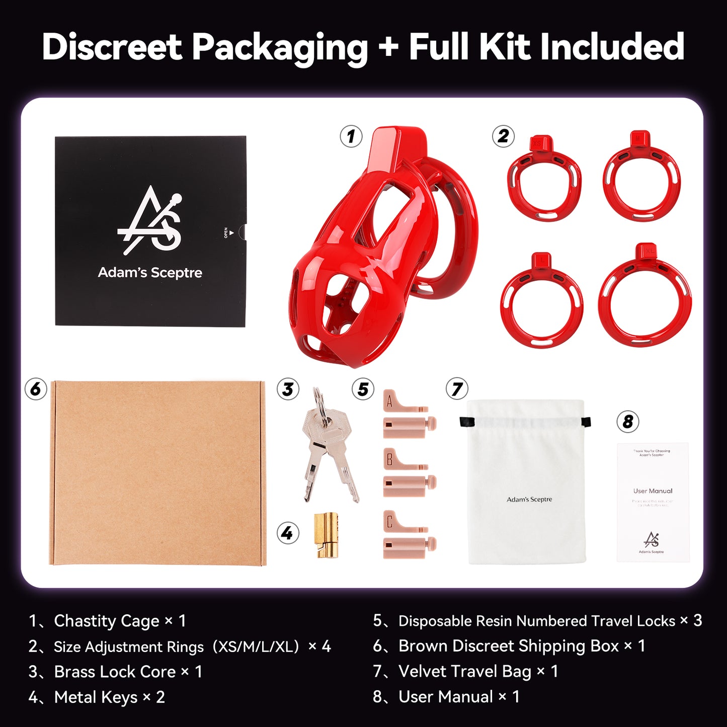Thorn Chastity Cage Red (XL)