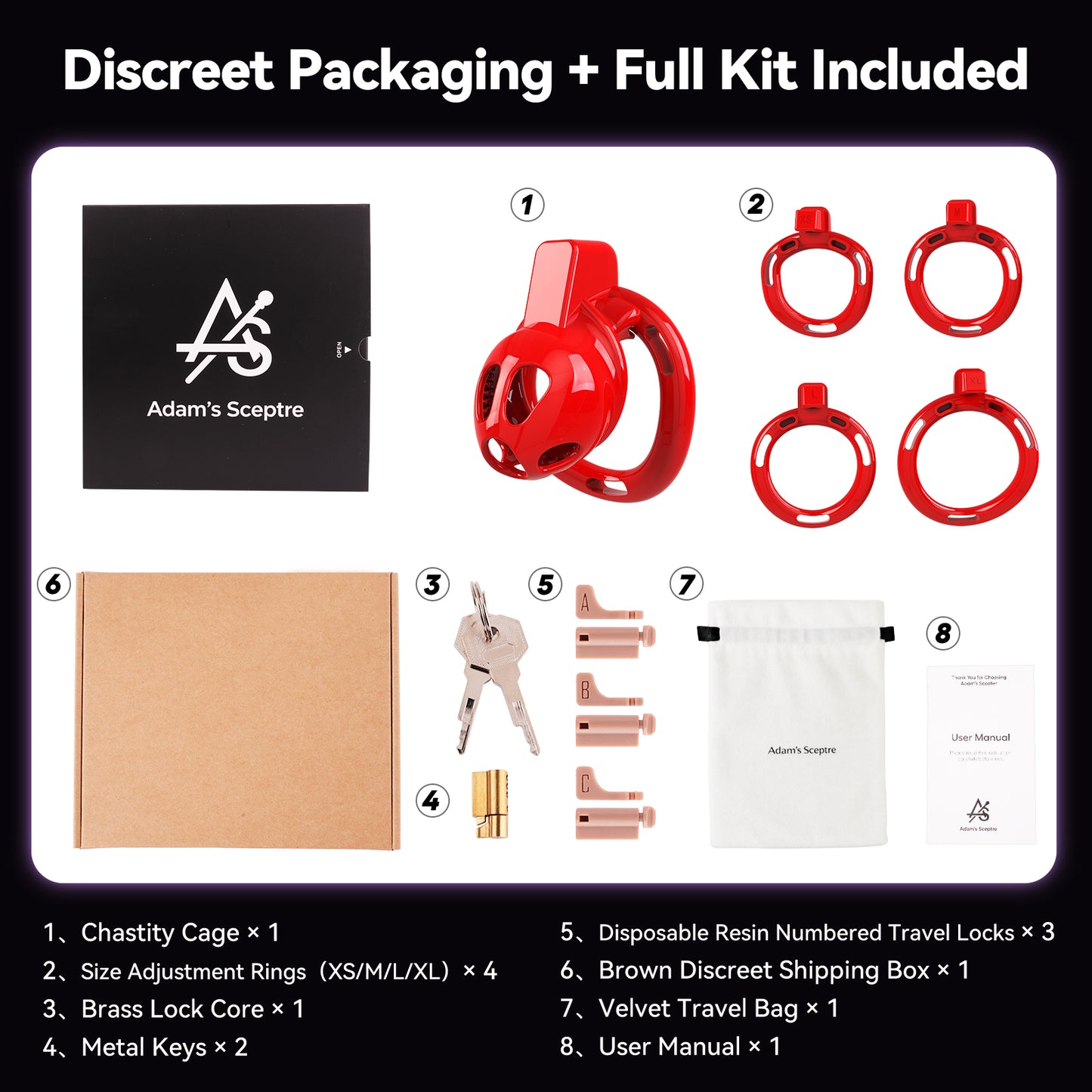 Thorn Chastity Cage  Red (XS)